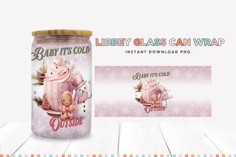 Pink Christmas Baby Its Cold Outside Sublimation Wrap Sublimation BijouBay 