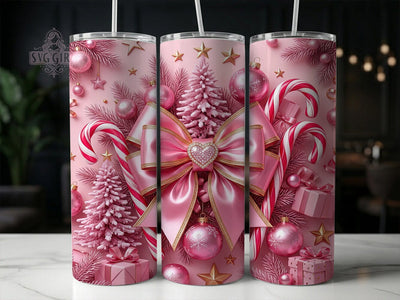 Pink Christmas Bow 20oz Tumbler, Pink Christmas Bow, Pink Bow Tumbler, Christmas Bow PNG, Pink Christmas PNG, Bow Tumbler Wrap, Pink Bow PNG, 20oz Tumbler Wrap Sublimation SvggirlplusArt 
