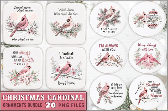 Pink Christmas Cardinal PNG Bundle Sublimation Shetara Begum 