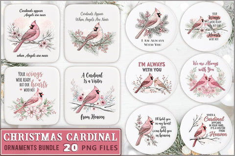 Pink Christmas Cardinal PNG Bundle Sublimation Shetara Begum 