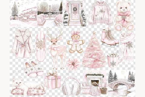 Pink Christmas Clipart Blush Holiday | Christmas Clip Art SVG GlamArtZhanna 