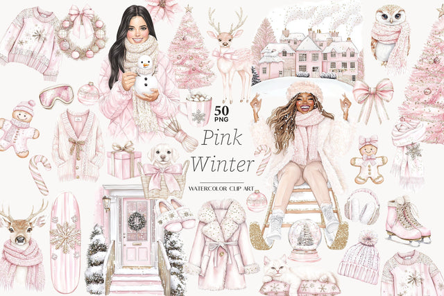 Pink Christmas Clipart Blush Holiday | Christmas Clip Art SVG GlamArtZhanna 