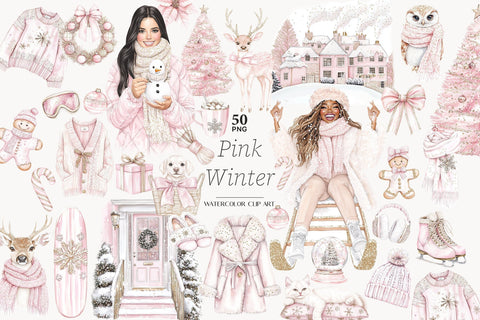 Pink Christmas Clipart Blush Holiday | Christmas Clip Art SVG GlamArtZhanna 