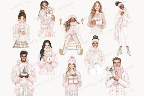 Pink Christmas Clipart Blush Holiday | Christmas Clip Art SVG GlamArtZhanna 