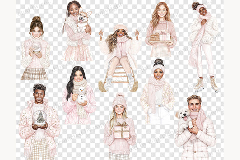 Pink Christmas Clipart Blush Holiday | Christmas Clip Art SVG GlamArtZhanna 