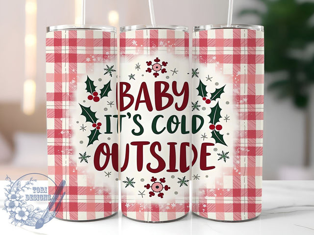 Pink Christmas Cold Outside Festive Tumbler Wrap, Cold Outside Design, 20oz Tumbler, Sublimation Wrap, Holiday Drinkware, Winter Mug, Festive Gift Sublimation ToriDesigns 