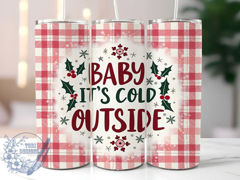 Pink Christmas Cold Outside Festive Tumbler Wrap, Cold Outside Design, 20oz Tumbler, Sublimation Wrap, Holiday Drinkware, Winter Mug, Festive Gift Sublimation ToriDesigns 