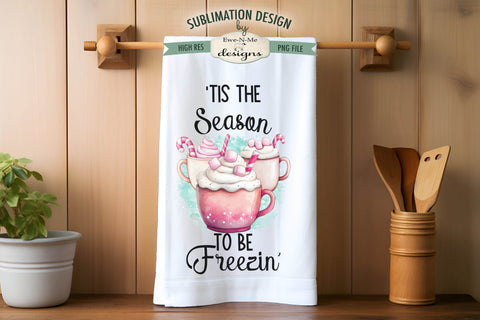 Pink Christmas Cookies Kitchen Towel Sublimation Designs Sublimation Ewe-N-Me Designs 