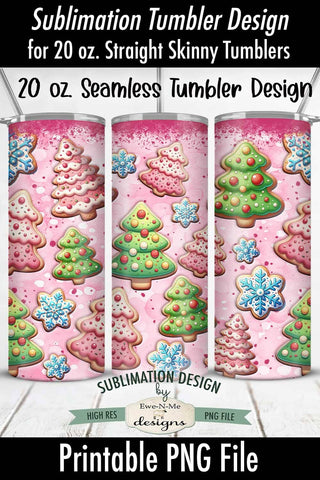 Pink Christmas Cookies Seamless 20 oz Sublimation Tumbler Design Sublimation Ewe-N-Me Designs 