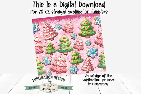 Pink Christmas Cookies Seamless 20 oz Sublimation Tumbler Design Sublimation Ewe-N-Me Designs 