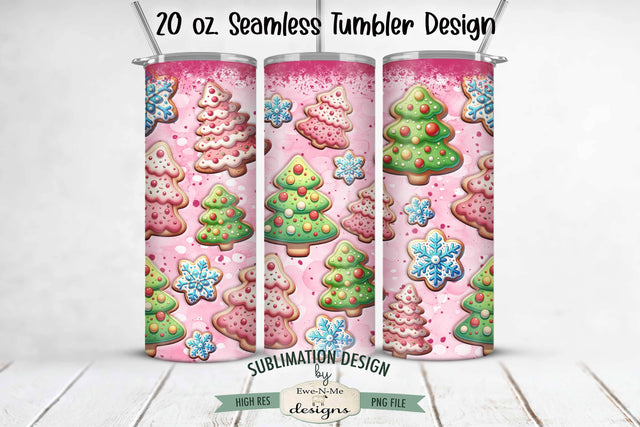 Pink Christmas Cookies Seamless 20 oz Sublimation Tumbler Design Sublimation Ewe-N-Me Designs 