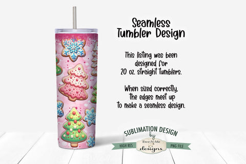 Pink Christmas Cookies Seamless 20 oz Sublimation Tumbler Design Sublimation Ewe-N-Me Designs 