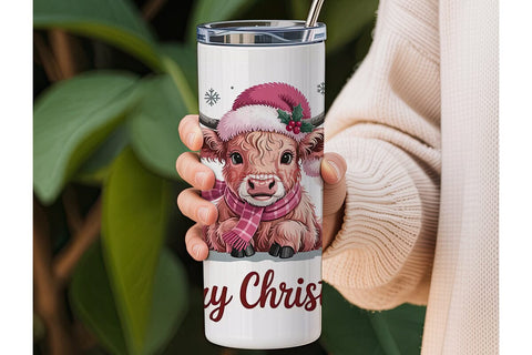 Pink Christmas Cow 20oz Tumbler Wrap Sublimation DesignSVG 