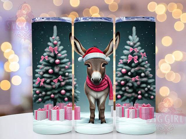 Pink Christmas Donkey 20oz Tumbler Wrap, Christmas Donkey Tumbler, Pink Donkey Design, Holiday Wrap, 20oz Tumbler, Cute Animal Gift, Festive Drinkware, Sublimation Art Sublimation SvggirlplusArt 