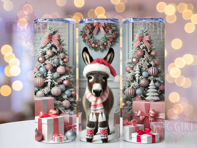 Pink Christmas Donkey 20oz Tumbler Wrap, Christmas Donkey Tumbler, Pink Donkey Design, Holiday Wrap, 20oz Tumbler, Cute Animal Gift, Festive Drinkware, Sublimation Art Sublimation SvggirlplusArt 