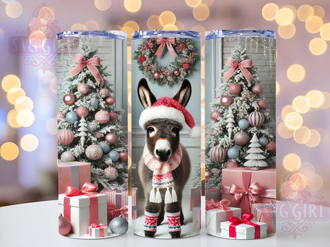 Pink Christmas Donkey 20oz Tumbler Wrap, Christmas Donkey Tumbler, Pink Donkey Design, Holiday Wrap, 20oz Tumbler, Cute Animal Gift, Festive Drinkware, Sublimation Art Sublimation SvggirlplusArt 