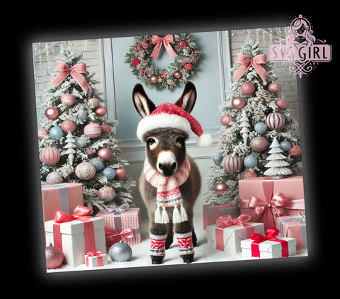 Pink Christmas Donkey 20oz Tumbler Wrap, Christmas Donkey Tumbler, Pink Donkey Design, Holiday Wrap, 20oz Tumbler, Cute Animal Gift, Festive Drinkware, Sublimation Art Sublimation SvggirlplusArt 