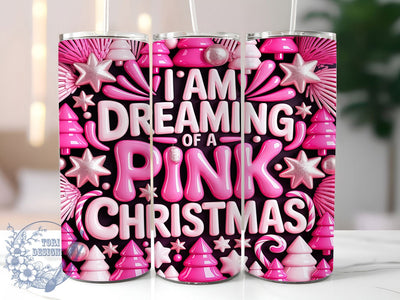 Pink Christmas Dream 20oz Tumbler Wrap, Pink Christmas, Dreamy Theme, Holiday Motif, Festive Charm, Whimsical Style, Skinny Tumbler, Sublimation PNG Sublimation ToriDesigns 