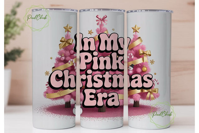 Pink Christmas Era 20oz Tumbler Wrap Sublimation PixelChick 
