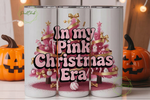 Pink Christmas Era 20oz Tumbler Wrap Sublimation PixelChick 