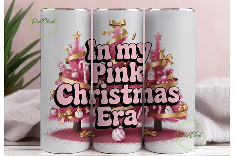 Pink Christmas Era 20oz Tumbler Wrap Sublimation PixelChick 