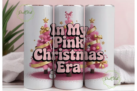 Pink Christmas Era 20oz Tumbler Wrap Sublimation PixelChick 