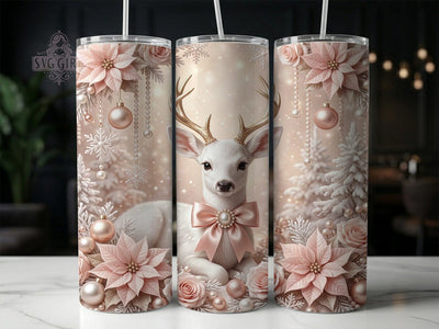 Pink Christmas Fawn 20oz Tumbler, Pink Fawn PNG, Xmas Deer Tumbler, Pink Christmas Sub, Cute Festive Fawn, Holiday Tumbler Sub, Winter Deer Cup, Cute Animal Xmas Sublimation SvggirlplusArt 