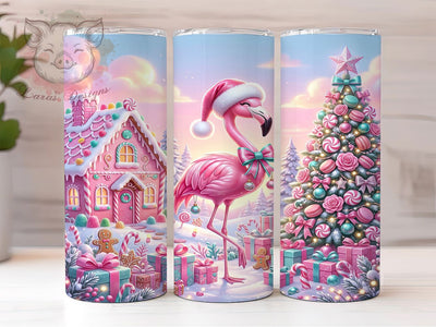 Pink Christmas Flamingo 20oz Tumbler, Pink Christmas, Christmas Flamingo, Flamingo Tumbler, Pink Flamingo, Pink Flamingo PNG, Flamingo Tumbler PNG, 20oz Tumbler Wrap Sublimation Lara' s Designs 