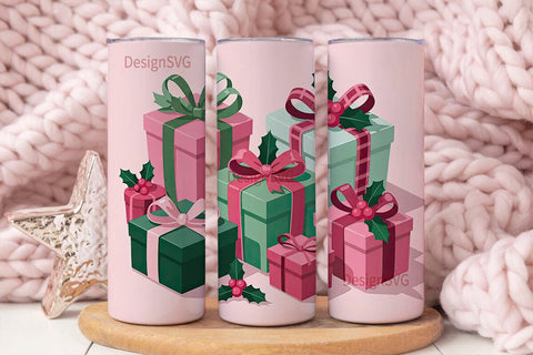 Pink Christmas Gift 20oz Tumbler Wrap Sublimation DesignSVG 