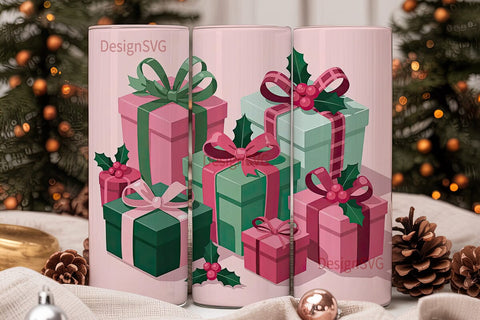 Pink Christmas Gift 20oz Tumbler Wrap Sublimation DesignSVG 