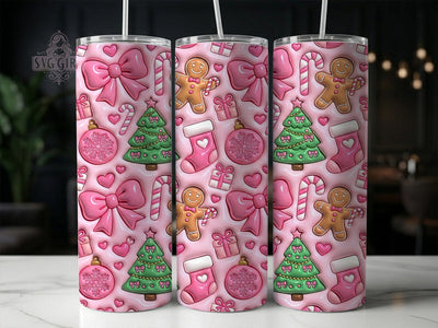 Pink Christmas Gingerbread 20oz Tumbler, Pink Gingerbread, Gingerbread Xmas, Gingerbread Tumbler, Pink Christmas PNG, Gingerbread PNG, Pink Gingerbread PNG, Christmas Tumbler Sublimation SvggirlplusArt 