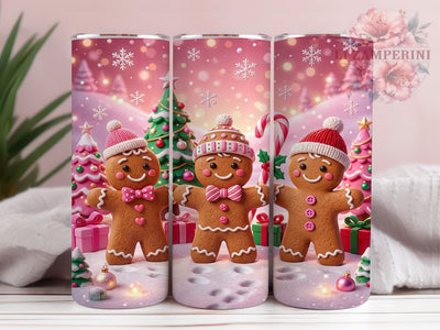 Pink Christmas Gingerbread 20oz Tumbler, Pink Gingerbread, Xmas Gingerbread, Gingerbread Tumbler, Pink Christmas PNG, Gingerbread PNG, Pink Gingerbread PNG, Gingerbread Wrap Sublimation Li Zamperini 