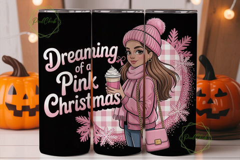 Pink Christmas Girl 20oz Tumbler Wrap Sublimation PixelChick 