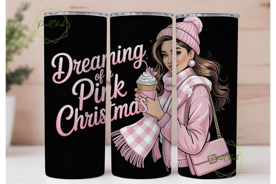 Pink Christmas Girl 20oz Tumbler Wrap Sublimation PixelChick 