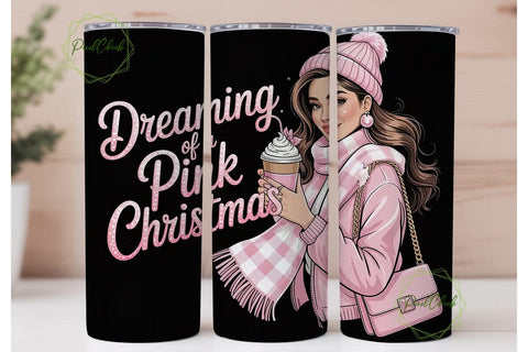 Pink Christmas Girl 20oz Tumbler Wrap Sublimation PixelChick 