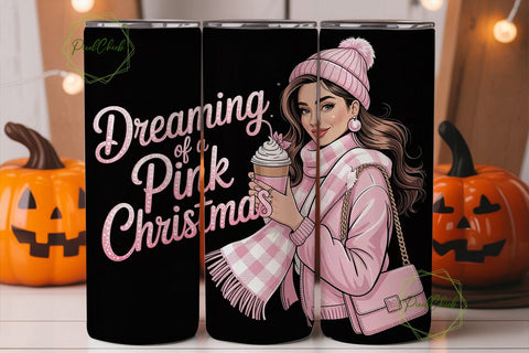 Pink Christmas Girl 20oz Tumbler Wrap Sublimation PixelChick 