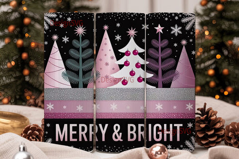 Pink Christmas Glitter 20oz Tumbler Wrap Sublimation DesignSVG 