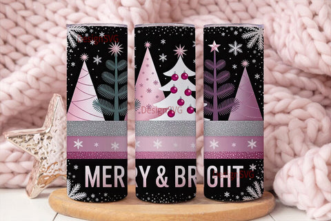 Pink Christmas Glitter 20oz Tumbler Wrap Sublimation DesignSVG 