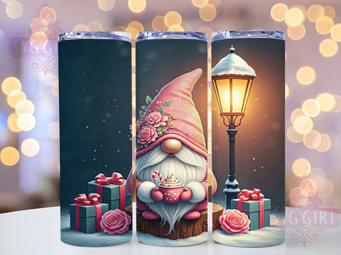 Pink Christmas Gnome 20oz Tumbler Wrap, Pink Gnome Tumbler, Christmas Gnome Design, Holiday Drinkware, 20oz Sublimation, Festive Tumbler Wrap, Cute Gnome Decor, Christmas Gift Sublimation SvggirlplusArt 