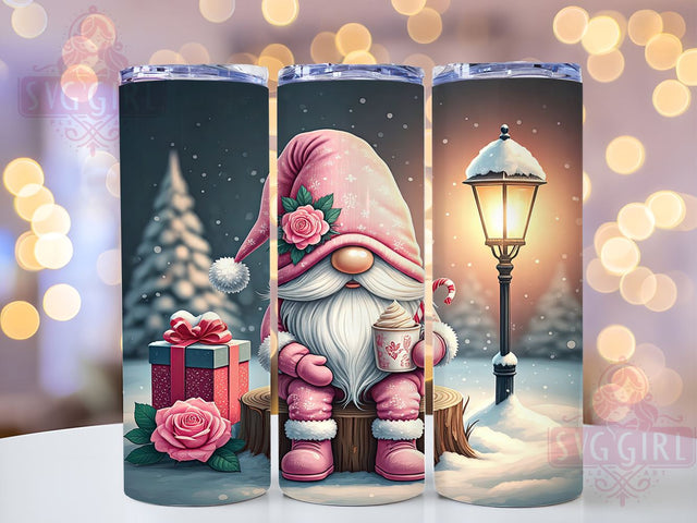 Pink Christmas Gnome 20oz Tumbler Wrap, Pink Gnome Tumbler, Christmas Gnome Design, Holiday Drinkware, 20oz Sublimation, Festive Tumbler Wrap, Cute Gnome Decor, Christmas Gift Sublimation SvggirlplusArt 