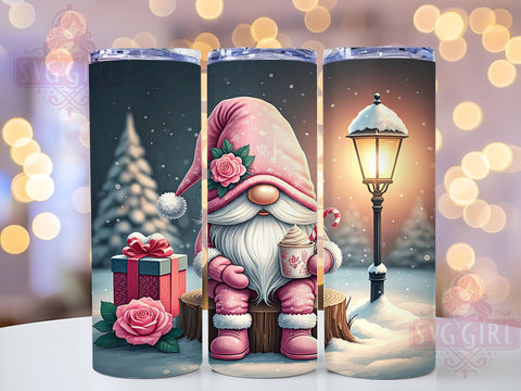 Pink Christmas Gnome 20oz Tumbler Wrap, Pink Gnome Tumbler, Christmas Gnome Design, Holiday Drinkware, 20oz Sublimation, Festive Tumbler Wrap, Cute Gnome Decor, Christmas Gift Sublimation SvggirlplusArt 
