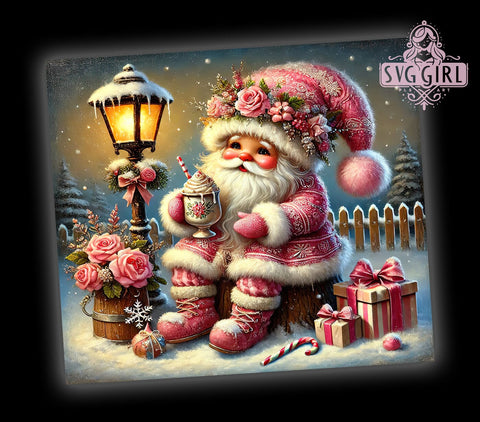 Pink Christmas Gnome 20oz Tumbler Wrap, Pink Gnome Tumbler, Christmas Gnome Design, Holiday Drinkware, 20oz Sublimation, Festive Tumbler Wrap, Cute Gnome Decor, Christmas Gift Sublimation SvggirlplusArt 