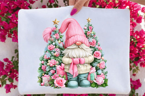 Pink Christmas Gnome Clipart Bundle Sublimation SVGArt 