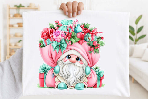 Pink Christmas Gnome Clipart Bundle Sublimation SVGArt 