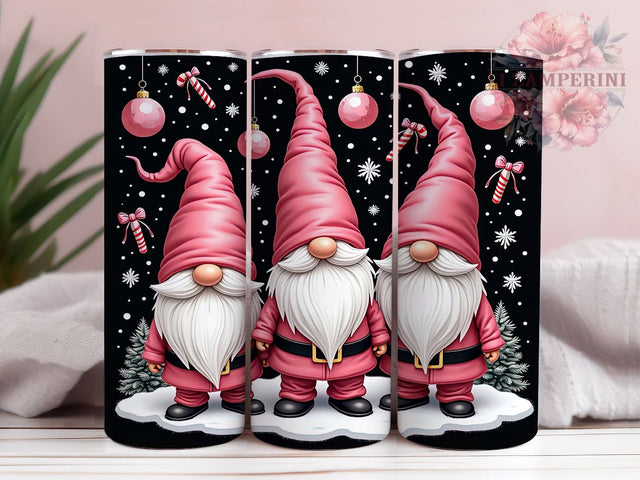Pink Christmas Gnome Festive Tumbler Wrap, Christmas Gnome Drinkware, 20oz Tumbler Wrap, Sublimation Mug, Holiday Gift, Cute Gnome Decor, Festive Drinkware Sublimation Li Zamperini 