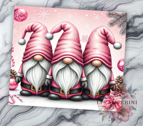 Pink Christmas Gnome Festive Tumbler Wrap, Christmas Gnome Drinkware, 20oz Tumbler Wrap, Sublimation Mug, Holiday Gift, Cute Gnome Decor, Festive Drinkware Sublimation Li Zamperini 