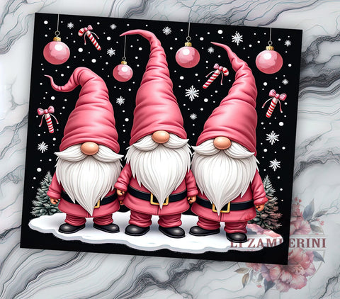 Pink Christmas Gnome Festive Tumbler Wrap, Christmas Gnome Drinkware, 20oz Tumbler Wrap, Sublimation Mug, Holiday Gift, Cute Gnome Decor, Festive Drinkware Sublimation Li Zamperini 