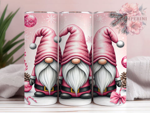 Pink Christmas Gnome Festive Tumbler Wrap, Christmas Gnome Drinkware, 20oz Tumbler Wrap, Sublimation Mug, Holiday Gift, Cute Gnome Decor, Festive Drinkware Sublimation Li Zamperini 