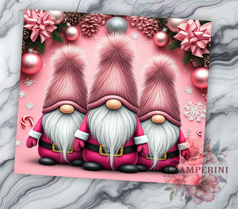 Pink Christmas Gnome Festive Tumbler Wrap, Christmas Gnome Drinkware, 20oz Tumbler Wrap, Sublimation Mug, Holiday Gift, Cute Gnome Decor, Festive Drinkware Sublimation Li Zamperini 