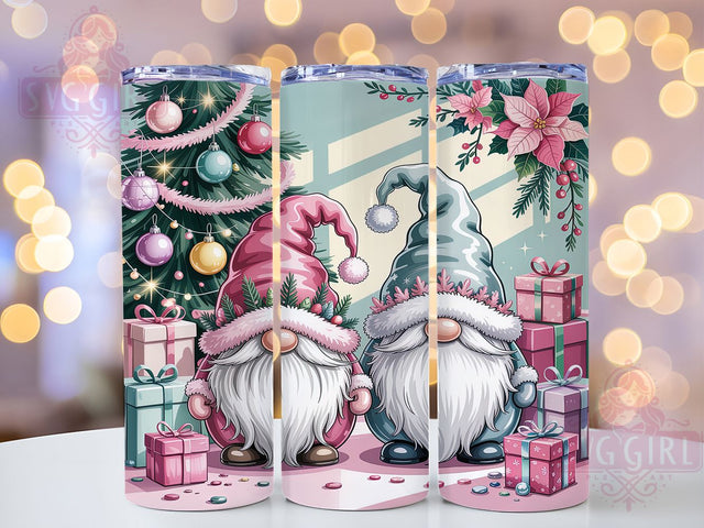 Pink Christmas Gnome Holiday Tumbler, Cute Holiday Gnomes Sublimation, 20oz Skinny Tumbler Wrap, Festive Pink Xmas Wrap, Girly Christmas Drinkware, Merry Christmas Gnome Wrap, Winter Gnome Sublimation Desig Sublimation SvggirlplusArt 